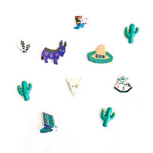 vintage | 80s handcrafted western colorful painted resin art shirt button covers